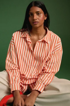 Tops & T-Shirts<Make My Lemonade CHEMISE OMER ORANGE STRIPE