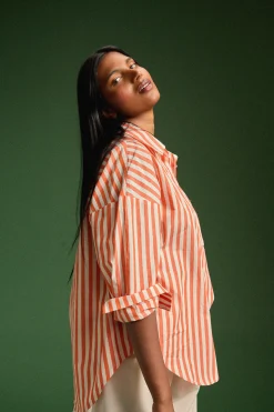 Tops & T-Shirts<Make My Lemonade CHEMISE OMER ORANGE STRIPE