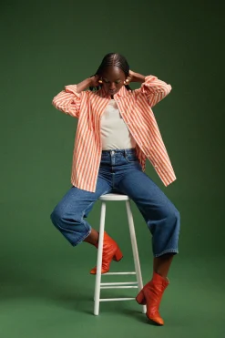 Tops & T-Shirts<Make My Lemonade CHEMISE OMER ORANGE STRIPE