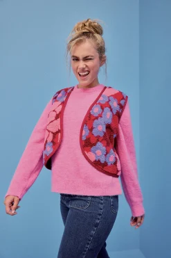 Vestes & Manteaux|Sweats & Mailles<Make My Lemonade GILET RAVEL FLEURS 70'S PURPLE