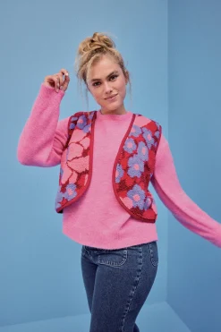 Vestes & Manteaux|Sweats & Mailles<Make My Lemonade GILET RAVEL FLEURS 70'S PURPLE