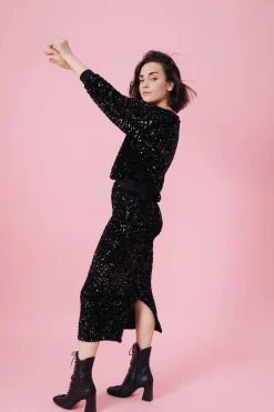 Jupes<Make My Lemonade JUPE SARAH SEQUINS NOIR