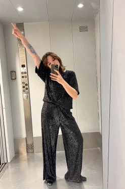 Pantalons<Make My Lemonade PANTALON SAM SEQUINS NOIRS