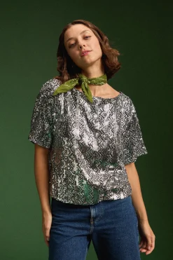 Tops & T-Shirts<Make My Lemonade TOP SONIA SEQUINS ARGENTE